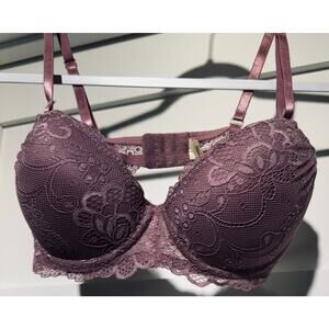 Jessica Simpson Underwire Push Up Lace Light Plum Bra 34B RN 71222